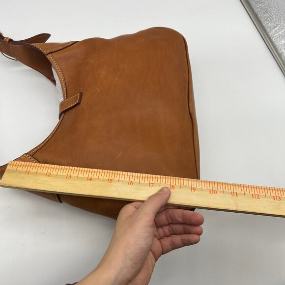 Dooney & Bourke Florentine Leather Crescent Hobo Brown Natural - Picture 11 of 16